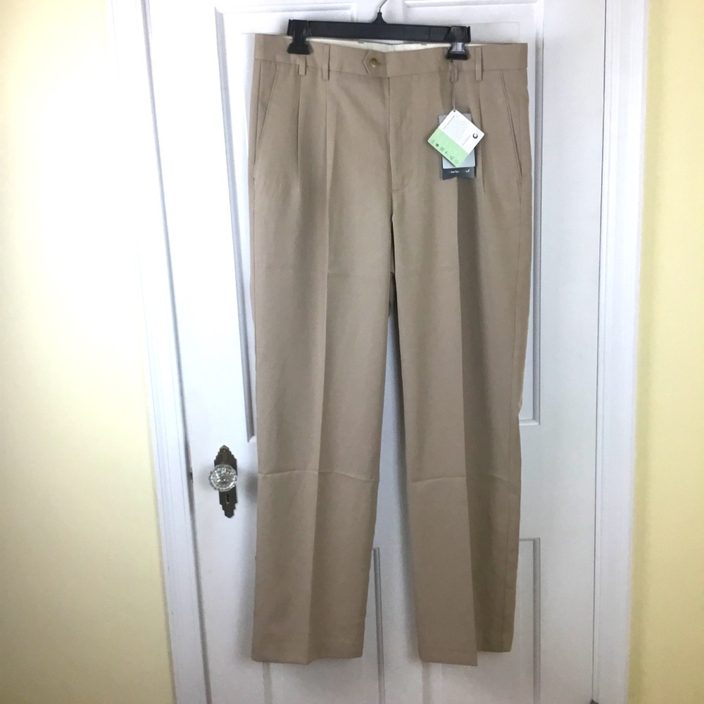 Cutter & Buck Mens Pleated Khaki Pants Performance Golf 35x32 NWT